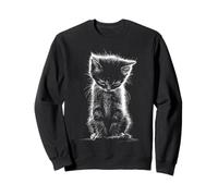 Chat tigré Triste Meme émotionnel Chaton Minimaliste Croquis Art Sweatshirt