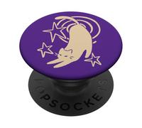 Chat Tomcat endormi des années 90 Y2K Qui s'étend sous la Queue étoilée PopSockets PopGrip Adhésif
