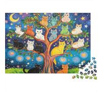 Chat Tree of Life Puzzle 1000 Pièces Adultes intéressant Puzzles 1000 Pièces Durable Jeux De Puzzle Cadeau 52x38cm/1000pcs