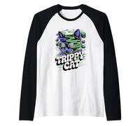 Chat Trippy Hip Hop EDM Urban Feline Graphic Design Manche Raglan