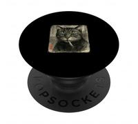 Chat Triste drôle fumant Cigarette Meme Amant Sumi-e Japonais PopSockets PopGrip Adhésif