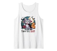 Chat Vampire Amusant I Won't Bite Hard Halloween Débardeur