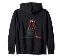 Chat Vampire Halloween Cape Rouge Drôle Gothique Noir Sweat à Capuche