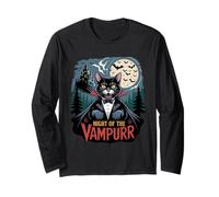 Chat Vampire Night of The Vampurr Halloween Spook Manche Longue