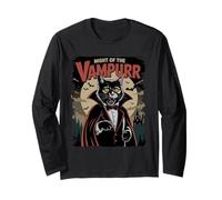 Chat Vampire Night of The Vampurr Halloween Spook Manche Longue