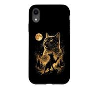 Chat Vert Lumineux Hurlant Pleine Lune forêt Coque pour iPhone XR