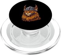 Chat Viking Amusant avec Casque pour Amoureux des Chats PopSockets PopGrip pour MagSafe