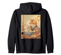 Chat Vintage en Kimono Mangeant des Ramen Japonais Japonais Japonais Sweat à Capuche