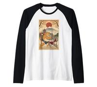 Chat Vintage Sumo Wrestler Art Japonais Anime Ukiyo-e Graphic Manche Raglan