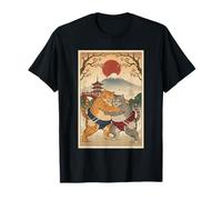 Chat Vintage Sumo Wrestler Art Japonais Anime Ukiyo-e Graphic T-Shirt