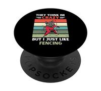 Chat Vintage They Think Im Crazy But I Just Like Fencing PopSockets PopGrip Adhésif