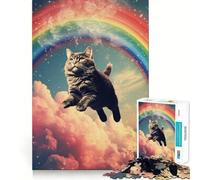 Chat Volant Arc-en-Ciel Puzzle de 1000 pièces pour Adultes Cadeau Stimulant pour l'esprit Jeu de Loisirs Facile Découpe précise Cadeau spécial (50x75cm)