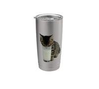 Chat volant du lait dans un verre Gobelet isotherme en acier inoxydable double paroi