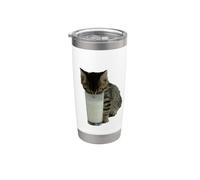 Chat volant du lait dans un verre Gobelet isotherme en acier inoxydable double paroi