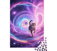 Chat Vortex spatio-temporel Puzzle 1000 Pièces, Puzzle en Bois, Adultes Et Enfants À Partir De 14 Ans, Jeu Educatif, Art De Mur Moderne, Cadeau Unique 1000pcs (75x50cm)