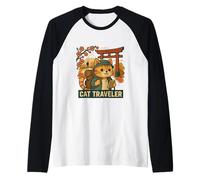Chat Voyageur Japonais Aventure Art Manche Raglan