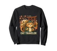 Chat Voyageur Japonais Aventure Art Sweatshirt