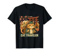Chat Voyageur Japonais Aventure Art T-Shirt