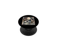 Chat vs T-Rex Japonais Great Wave Art drôle PopSockets PopGrip Adhésif