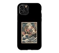 Chat vs T-Rex Japonais Ukiyo-e Kaiju Monster Art Coque pour iPhone 11 Pro
