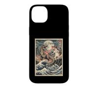 Chat vs T-Rex Japonais Ukiyo-e Kaiju Monster Art Coque pour iPhone 14 Plus