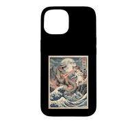 Chat vs T-Rex Japonais Ukiyo-e Kaiju Monster Art Coque pour iPhone 15