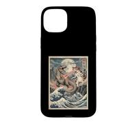 Chat vs T-Rex Japonais Ukiyo-e Kaiju Monster Art Coque pour iPhone 15 Plus