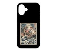 Chat vs T-Rex Japonais Ukiyo-e Kaiju Monster Art Coque pour iPhone 16