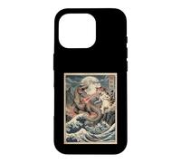 Chat vs T-Rex Japonais Ukiyo-e Kaiju Monster Art Coque pour iPhone 16 Pro