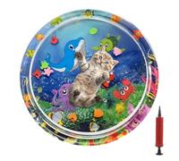 Chat Water Play Mat, Kitten Cooling Mat, Sensory Cooling Pad with Floating Animal Toys for Hot Weather reliefs for Kittens and Cats Balcony, Backyard, Indoor Floor Summer Use 35,43 x 35,43 x 3,94