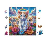 Chat with Arc-en-Ciel 100 Pieces Casse-tête Adulte en Voitureton Haute Qualité Très Difficile Haute Difficulté Anti-Stress Décoration Murale Cadeau Fête des Pères 28x28cm