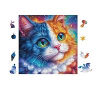 Chat with Arc-en-Ciel Fur 100 Pièces Puzzle Personne Âgée en Voitureton Anti-Déchirure Facile Débutant Anti-Stress Thérapie Occupationnelle Cadeau Anniversaire Pas Cher 28x28cm