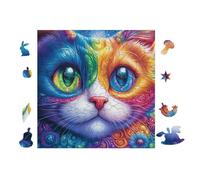 Chat with Arc-en-Ciel Fur 100 Pièces Puzzle pour Ado en Voitureton Anti-Déchirure Facile Débutant Jeu De Société Soirée Entre Amis Cadeau Anniversaire Petit Prix 28x28cm