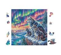 Chat with Loup dans la forêt de Montagne 100 Pièces Puzzle Créatif en Voitureton Rigide sans Déformation Difficulté Moyenne Activité Hommeuelle Loisir Créatif Cadeau Créatif Anniversaire 28x28cm