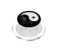 Chat Yin Yang Noir Balance des Blancs Humour PopSockets PopGrip pour MagSafe