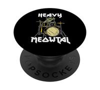 Chat Zombie Heavy Meowtal Drumming PopSockets PopGrip Adhésif