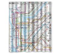 CHATAE Rideau de douche imperméable Motif carte du métro de New York 152,4 x 182,9 cm