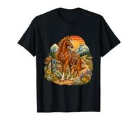 Châtaignier Cheval et Poulain sur Un Sentier de Montagne T-Shirt
