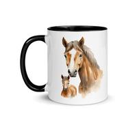 Chatcripant Mug Cheval et Poulain - Tasse Cheval Bébé - Cadeau Amoureux des Chevaux - Mug Illustré Animal (Jument et poulain)