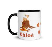 Chatcripant Mug Enfant Personnalisée Prénom Tasse Cadeau Mignon Verre Petit Garçon Fille Gobelet École Maternelle Personnalisable Dinosaure Robot Espace Insectes Renard (Automne)