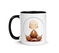 Chatcripant Mug Moine Zen - Tasse Méditation Bouddhiste - Cadeau Zen Yoga Relaxation - Mug Bien-Être (Bonze)