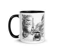 Chatcripant Mug Paris tour Eiffel France Souvenir Voyage Tasse Monuments Dessin Romantisme Élégance Déco Café Ville Lumière Thé Cadeau Art Original France Romantique (Rétro)