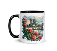 Chatcripant Mug Paris tour Eiffel France Souvenir Voyage Tasse Monuments Dessin Romantisme Élégance Déco Café Ville Lumière Thé Cadeau Art Original France Romantique (Notre Dame)
