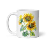 Chatcripant Mug Tournesol - Tasse Café Thé 325 ml - Illustration Fleur Tournesol Aquarelle - Nature et Plantes - Idée Cadeau Fleur - Mug Céramique (Tournesols)
