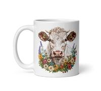 Chatcripant Mug Vache Humour Nature Humour Déco Contemplation Cadeau Animaux Original Tasse Café Thé Balade Campagne Randonnée Agriculteur (Floral)