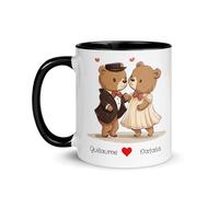 Chatcripant Tasse Amour Couple Déclaration Passion Mug Cadeau Saint Valentin Noces Je t'aime Mariés Histoire Amoureux Romantique Fête Homme Femme Original (Oursons)