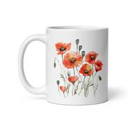 Chatcripant Tasse Coquelicots Fleur Tulipes Peinture Aquarelle Nature Mug Thé Café Plantes Cadeau Fantaisie Original Fleurie Vintage Lys Rose Cerisier