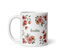 Chatcripant Tasse Fleurs - Mug Café Thé 325 ml - Illustration Florale Aquarelle - Nature et Plantes - Idée Cadeau Fleur - Mug Céramique (Personnalisé)