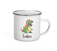 Chatcripant Tasse Personnalisable Prénom Enfant Crocodile Lion Capybara Animal Mug Petite Fille Garçon Déjeuner Cadeau Noël Anniversaire Gobelet Verre Métal Acier Céramique (Dinosaure)