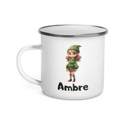 Chatcripant Tasse Personnalisable Prénom Enfant Fantaisie Mug Petite Fille Garçon Gobelet Verre Métal Acier Céramique Déjeuner Cadeau Noël Anniversaire (Elfe)